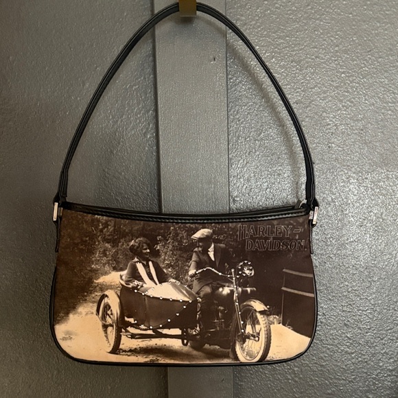 Harley-Davidson Vintage Motorcycle Print Shoulder Bag - Picture 1 of 5